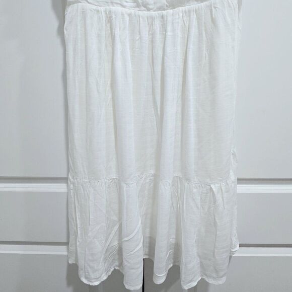 Torrid - L/12 Ivory Textured Button Tiered Shirred Hem Skater Dress. Plus size - Picture 6 of 8